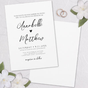 Invitación Corazón Dibujado a Mano Simple Elegante Boda