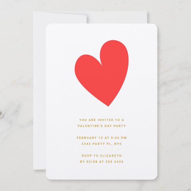 Invitación Corazón el día de San Valentín (Anverso)