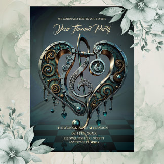Invitación Corazón elegante de estilo steampunk.