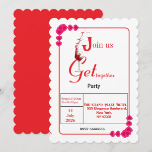 Invitación Corazón elegante marco fiesta de San Valentín
