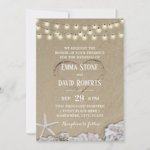 Invitación Corazón en la boda de arena rústica