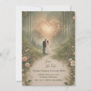 Invitación Corazón Encantado Bosque Medieval romántico Casami