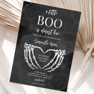 Invitación Corazón Esqueleto Mano Pequeño Boo Halloween Ducha
