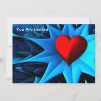 Corazón Flor Fractal Azul