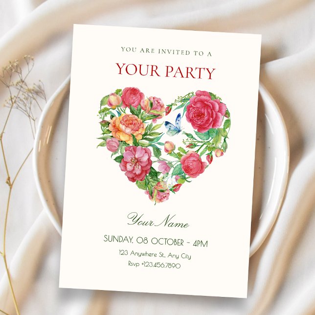 Invitación corazón floral (Subido por el creador)