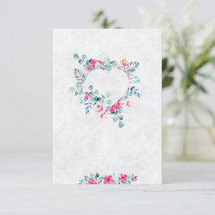 Invitación Corazón floral acuarela rosa blanco boda 