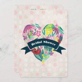 Invitación Corazón floral con flores tropicales ducha de novi