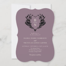 Corazón Floral Dibujado a Mano Mauve QR Boda