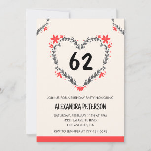Invitación Corazón floral moderno para cualquier edad para su