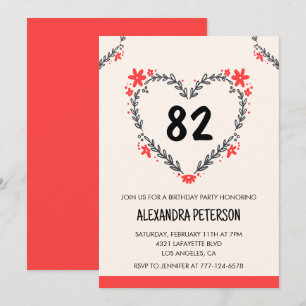 Invitación Corazón floral moderno para cualquier edad para su