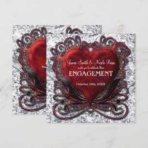 Invitación Corazón Gótico Romántico San Valentín Rojo Negro P