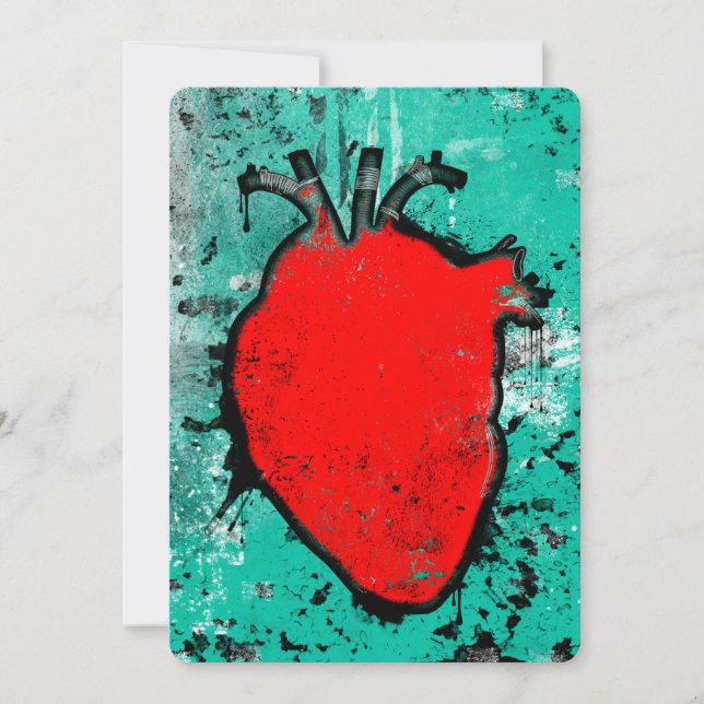 Invitación corazón grunge (Anverso)