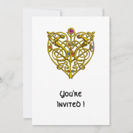 Invitación CORAZÓN HYPER VALENTINE/ NUDO CÉLTICO ORO Blanco