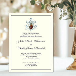 Invitación Corazón inmaculado de marfil de María Boda