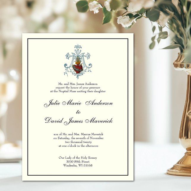 Invitación Corazón inmaculado de marfil de María Boda (Subido por el creador)