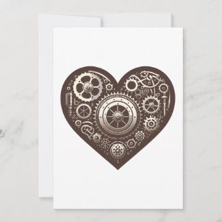 Invitación Corazón Mecánico de Steampunk
