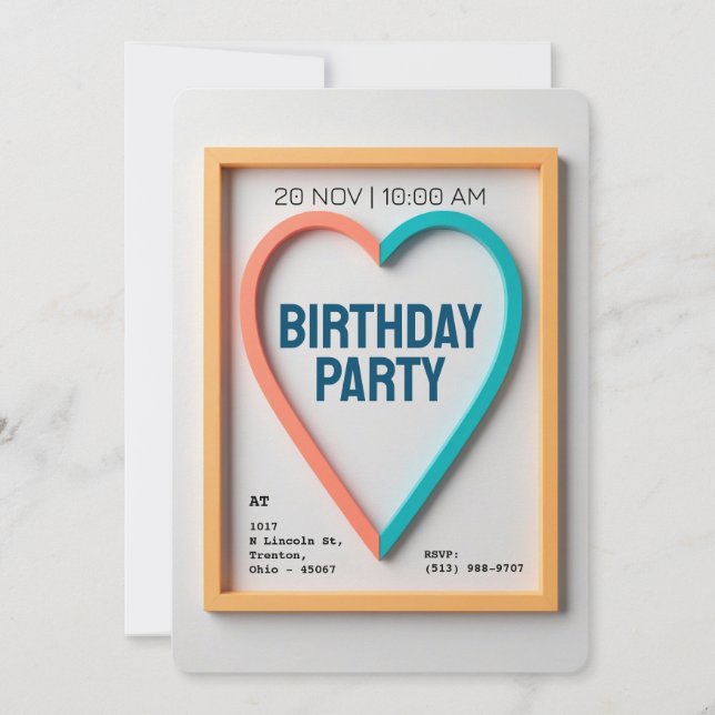 Invitación Corazón Minimalista moderno personalizado (Anverso)