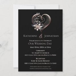 Invitación Corazón moderno con Boda de flores