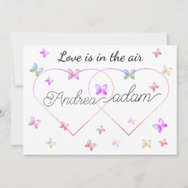 Invitación corazón moderno de mariposas voladoras