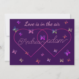 Invitación corazón moderno de mariposas voladoras
