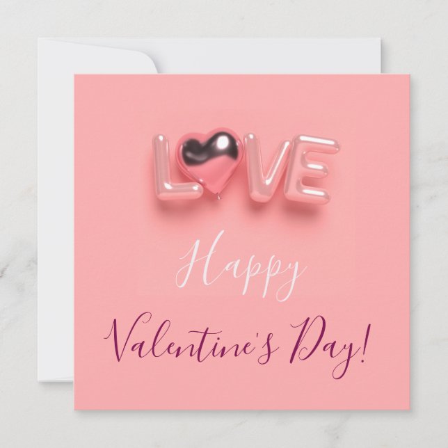 INVITACIÓN  CORAZÓN MODERNO ROSA DÍA DE SAN VALENTÍN   (Anverso)
