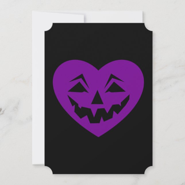 Invitación corazón morado de halloween gótico veneración vale (Anverso)