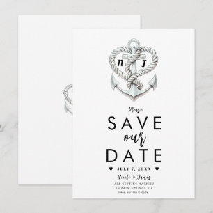 Invitación Corazón Náutico Cuerda Ancla Costera Salva la Fech