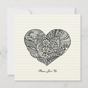 Invitación Corazón negro elegante