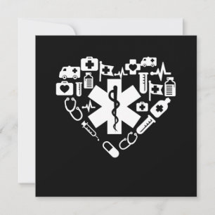 Invitación Corazón paramédico Paramédico Caduceus Médica EMS