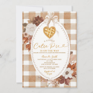 Invitación Corazón Pequeño Pastelito Marrón Gingham Baby Show