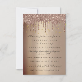 Invitación Corazón Purpurina Gotea Rosa Día de las Madres Fie