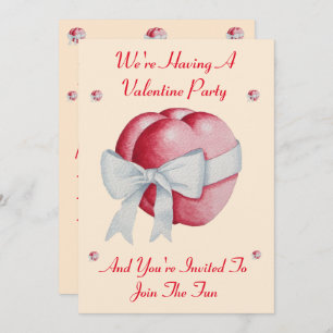Invitación Corazón rojizo romántico con fiesta valentino del