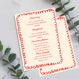 Invitación Corazón rojo dibujado a mano Boda caprichosa