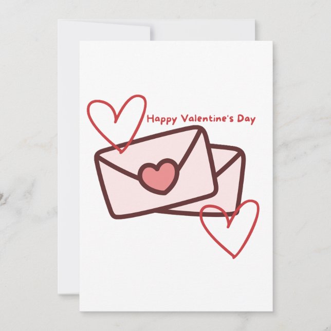 Invitación Corazón Rojo Feliz Día de San Valentín (Anverso)