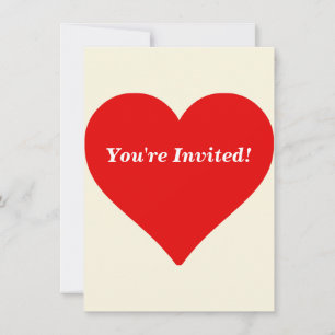 Invitación Corazón Rojo Forma Amor Clásico Minimalismo