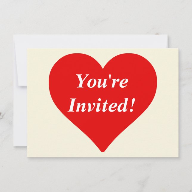 Invitación Corazón Rojo Forma Amor Clásico Minimalismo (Anverso)