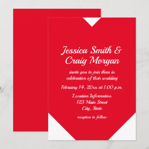 Invitación Corazón Rojo Forma San Valentín Boda
