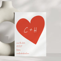 Corazón Rojo Intenso Iniciales de Parejas Amorosas