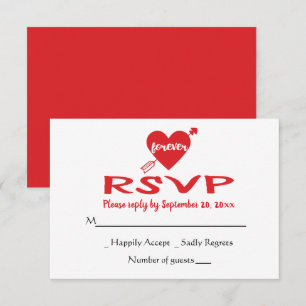 Invitación Corazón rojo RSVP boda moderna, regalo de ducha nu
