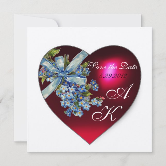 Invitación CORAZÓN ROJO Y OLVIDAR QUE NO MONOGRAMA Oro Metáli (Anverso)