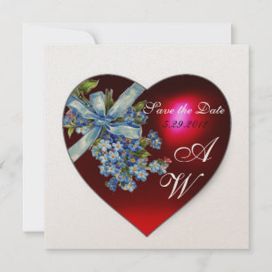 Invitación CORAZÓN ROJO Y OLVIDE QUE NO MONOGRAM Champagne Bl