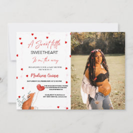 Invitación Corazón rojo y rosa ValentineSquerido Baby Shower