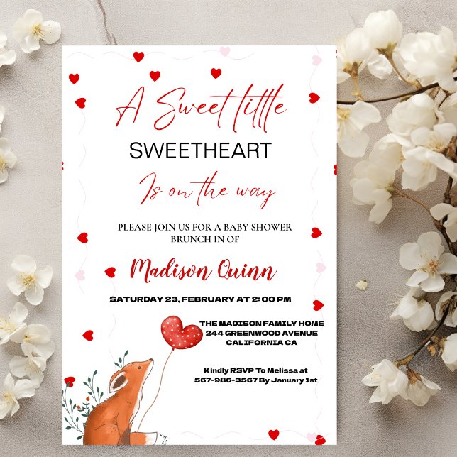 Invitación Corazón rojo y rosa ValentineSquerido Baby Shower (Subido por el creador)