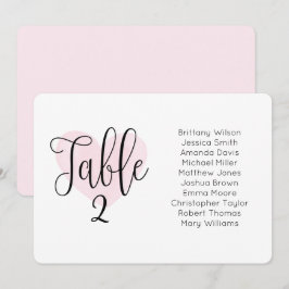 Invitación Corazón rosa acuarela. Gráfico de asientos de boda