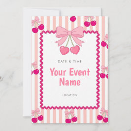 Invitación Corazón Rosa de Cereza Marco Escalonado Raya