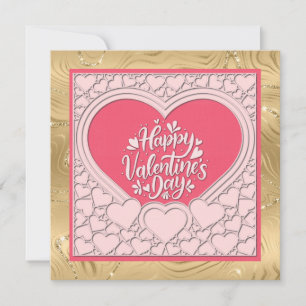 Invitación Corazón Rosa Elegante Feliz Día de San Valentín Es