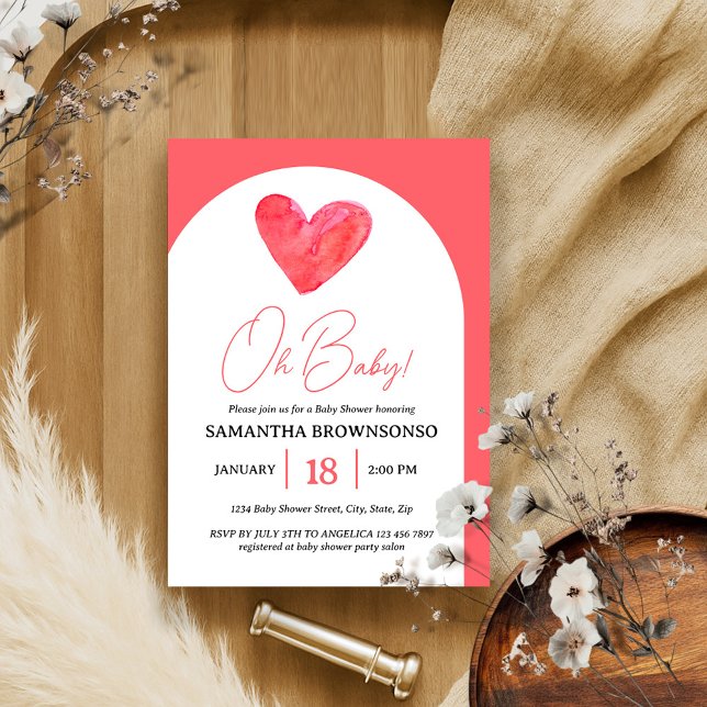 Invitación Corazón Rosa Oh Baby Shower (Subido por el creador)