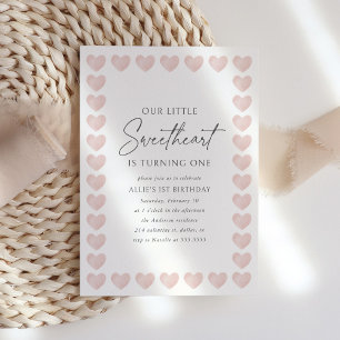 Invitación Corazón Rosa Pequeño Querido Valentín Cumpleaños