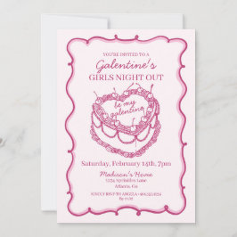 Invitación Corazón Rosa Retro Coquette Pastel de Cereza Galen