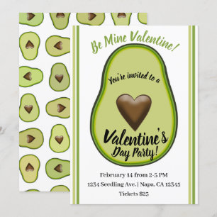 Invitación Corazón Sagrado Guacamole Aguacate Fiesta de San V